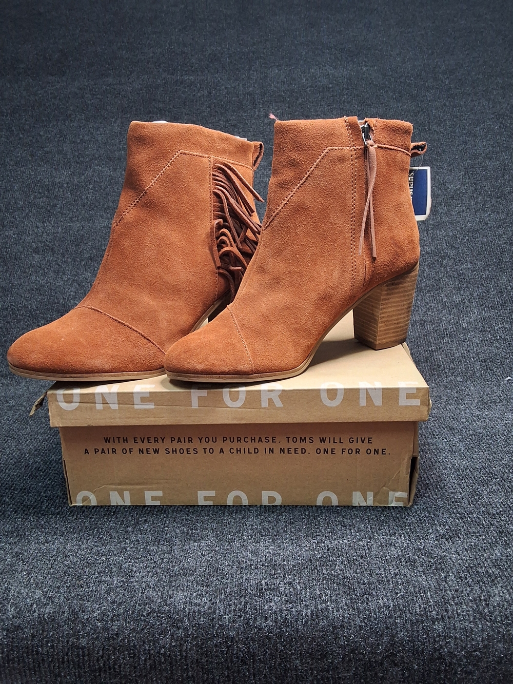 TOMS Rust Suede Fringe Ankle Booties